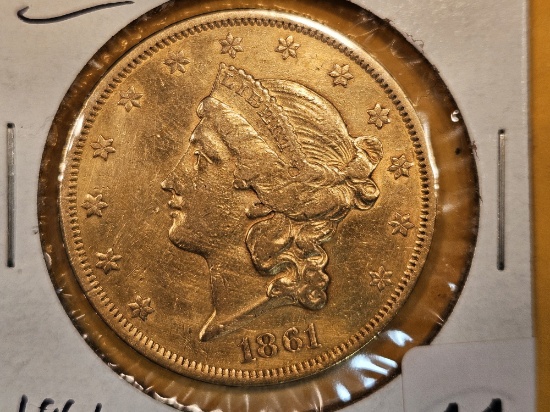 * CIVIL WAR ISSUE GOLD! 1861 Liberty Head Gold $20 Double Eagle