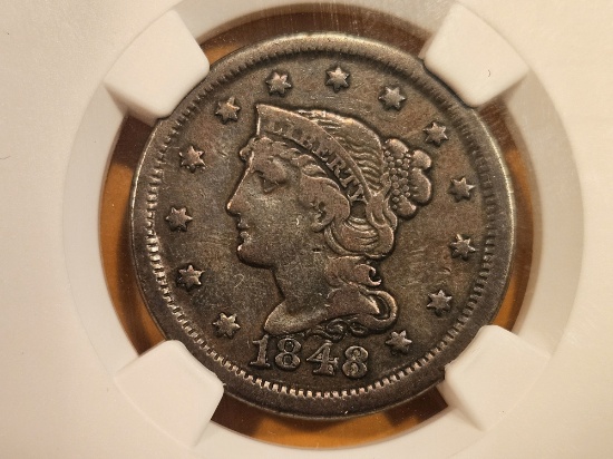 NGC 1848 Braided Hair Large Cent in Very Fine - 20 BN