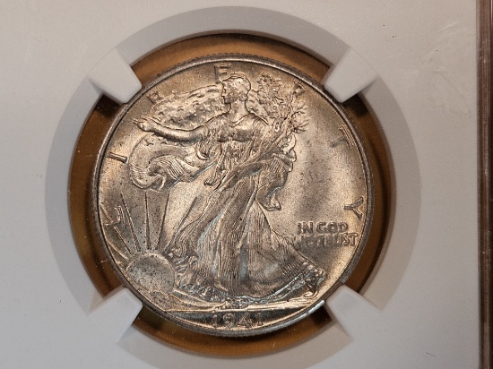 GEM! NGC 1941-D Walking Liberty Half Dollar in Mint State 65