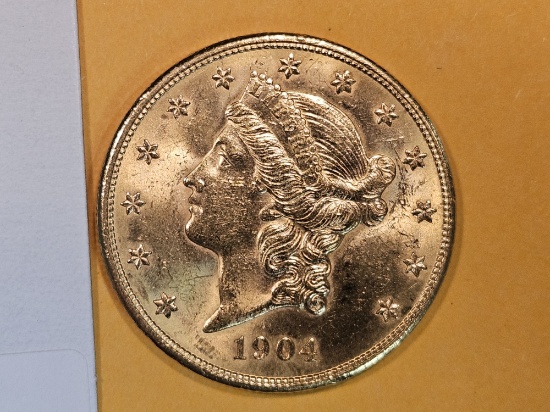 GOLD! Brilliant Uncirculated 1904-S Liberty Head Gold $20 Double Eagle