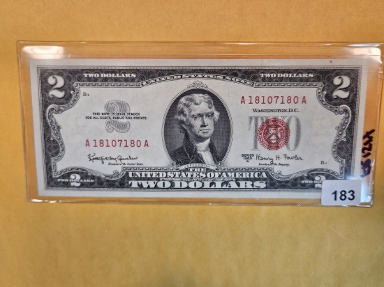 Crisp About Uncirculated 1963-A Two Dollar Red Seal