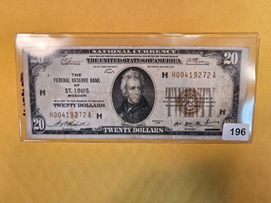 1929 Twenty Dollar National Currency in Fine
