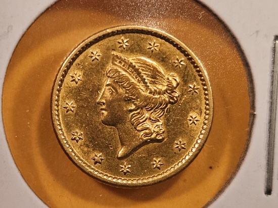 GOLD! Brilliant About Uncirculated 1851 Gold Dollar