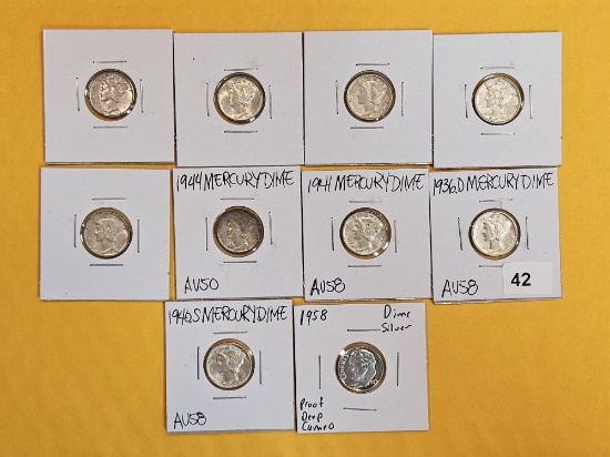 Ten nice mixed silver dimes
