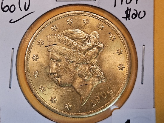 GOLD! Brilliant Uncirculated plus 1904 Liberty Head Gold Twenty Dollars