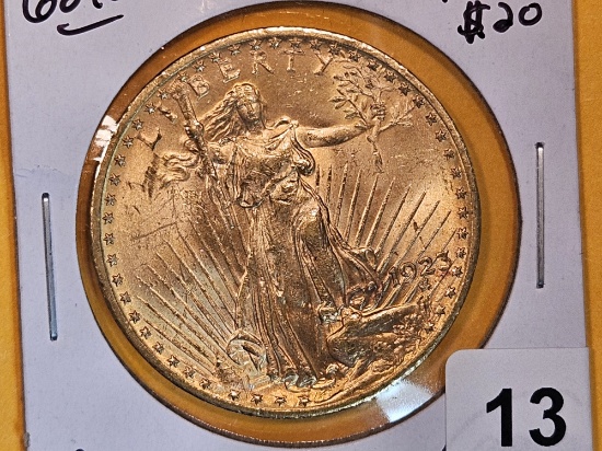 GOLD! Brilliant About Uncirculated Plus 1923 Gold Twenty Dollars