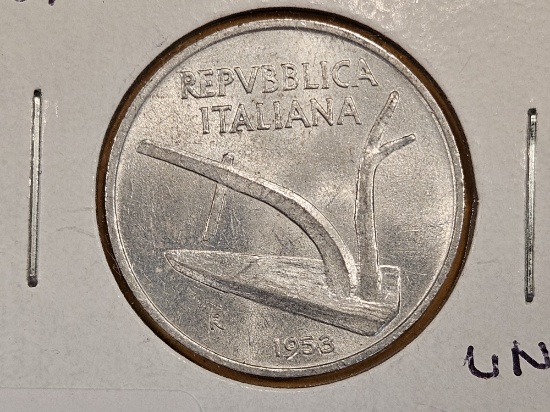 Choice Brilliant Uncirculated 1953 Italy 10 lire