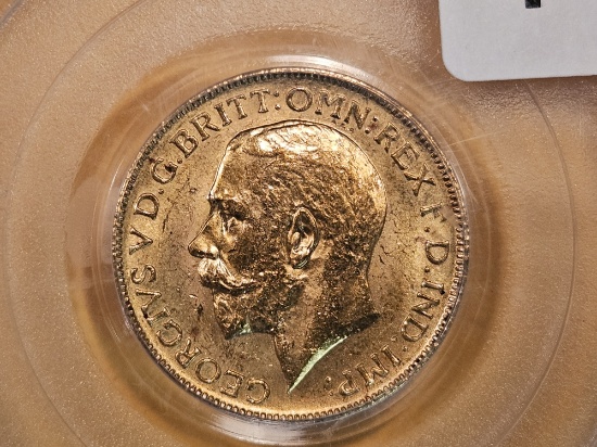 PCGS 1911-C Canada GOLD Sovereign in Mint State 63