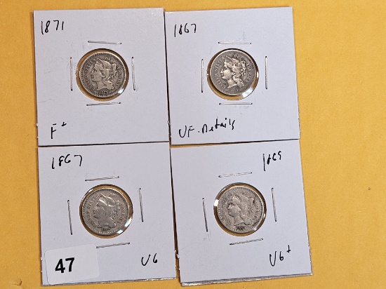 Four 3-Cent Nickels