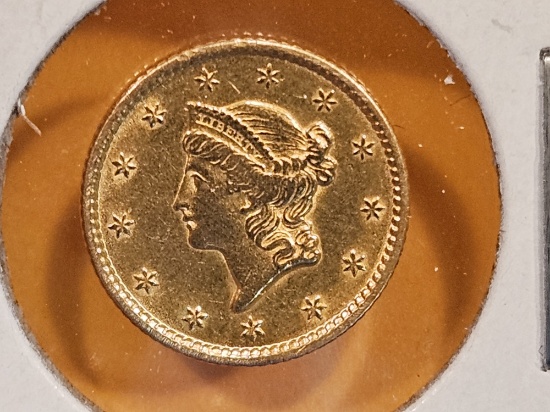 GOLD! Brilliant Uncirculated 1851 Gold Dollar