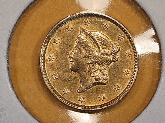 GOLD! Choice Brilliant Uncirculated 1851 Gold Dollar
