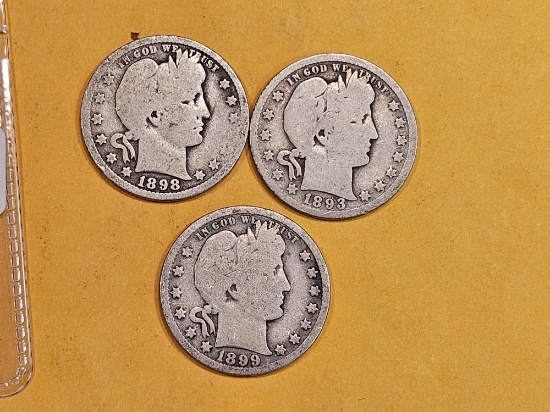 Three New Orleans minted Barber Quarters in Good