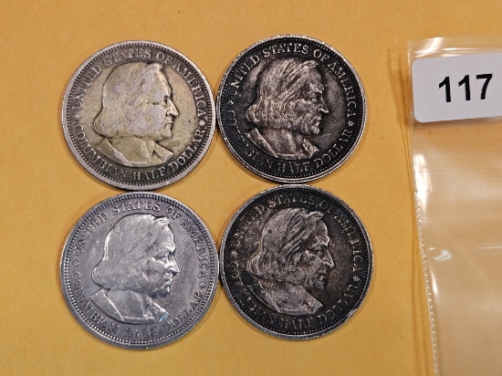 Four 1893 Columbian silver Commemorative Half Dollars