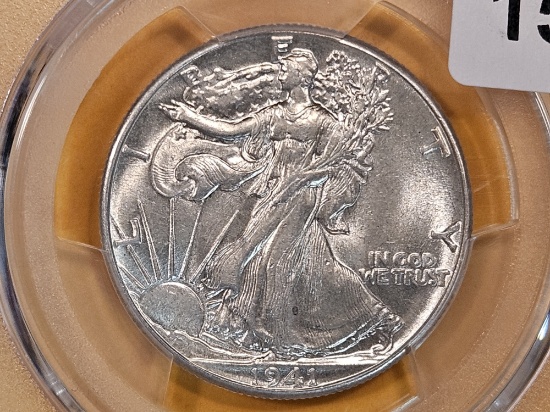 PCGS 1941 Walking Liberty Half Dollar in About Uncirculated 58