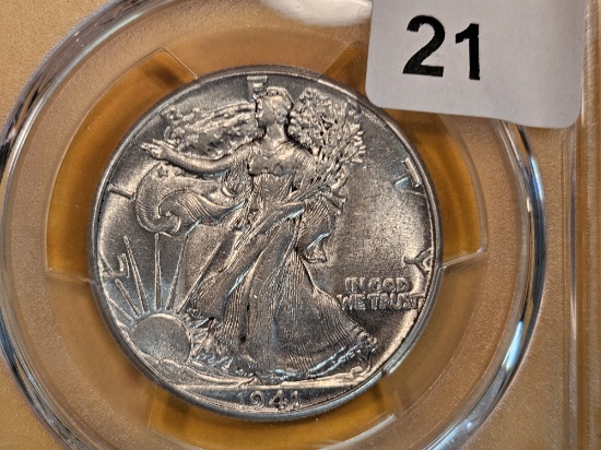 PCGS 1941 Walking Liberty Half Dollar in About Uncirculated 55