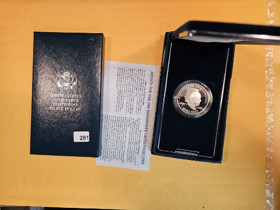 1990 Eisenhower Proof Deep Cameo Commemorative Silver Dollar