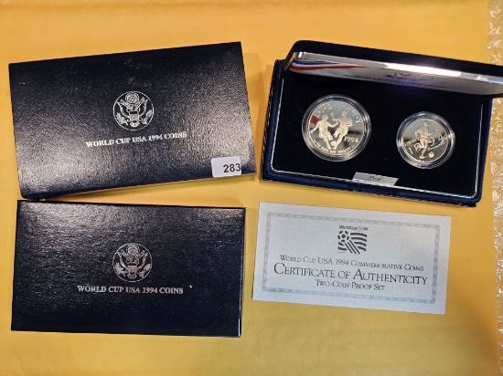 1994 World Cup 2-coin Proof Deep Cameo Commemorative Coin set