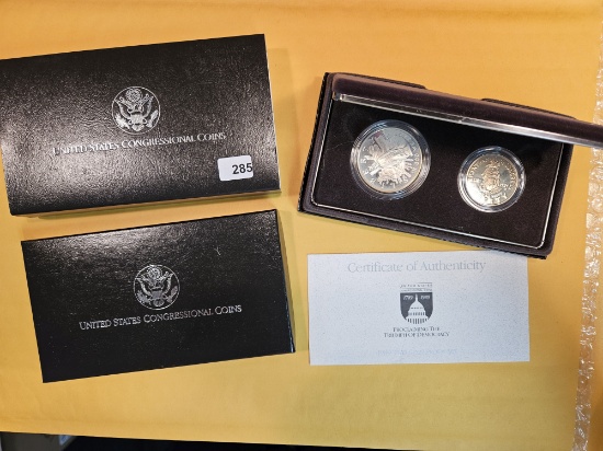 1989 Congressional 2-coin Proof Deep Cameo Commemorative Coin set