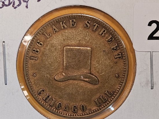 Hard Times Token Merchant's Store Card in About Uncirculated
