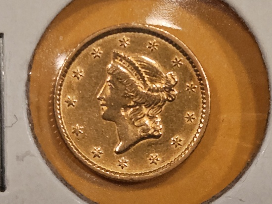 GOLD! 1852 Gold Dollar in Brilliant About Uncirculated plus