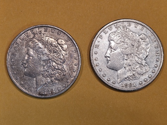 1883-O and 1881-S Morgan Dollars