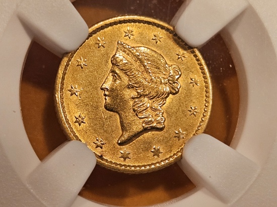 GOLD! NGC 1852 Gold Dollar in Brilliant About Uncirculated - 58