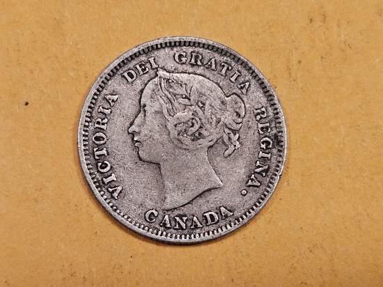 1885 Canada silver 5 cents in Very Fine