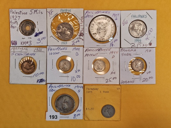 Ten fun mixed World Coins