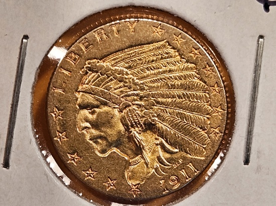 GOLD! 1911 Indian Head GOLD $2.5 Quarter Eagle