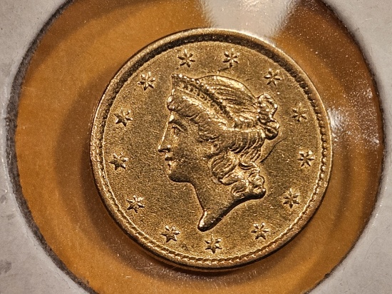 GOLD! 1851 Gold Dollar in Brilliant Uncirculated - details