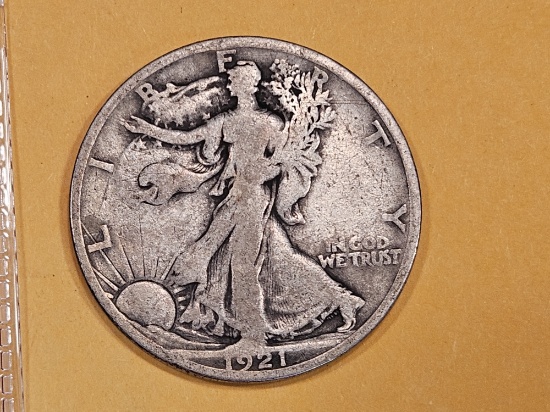* KEY DATE 1921-S Walking Liberty Half Dollar