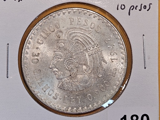 Brilliant Uncirculated 1947 Mexico 10 pesos