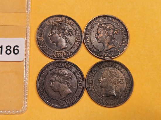 Four nice Canadian Large Cents