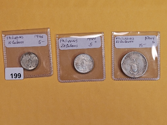 Three nice Philippines coins from 1944
