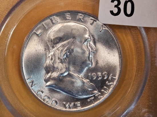 OGH! PCGS 1959-D Franklin Half Dollar in Mint State 64