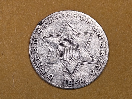 1858 Three Cent Silver Trime