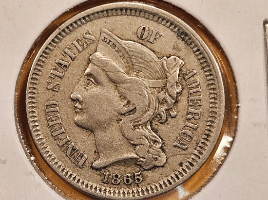 1865 Three Cent Nickel in Very Fine