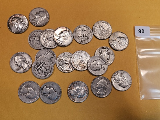 Twenty mixed Silver Washington Quarters