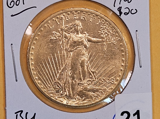 GOLD! Brilliant Uncirculated 1908 Gold Saint Gaudens Double Eagle