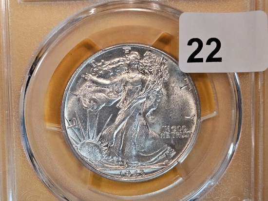 PCGS 1943 Walking Liberty Half Dollar in About Uncirculated - 58