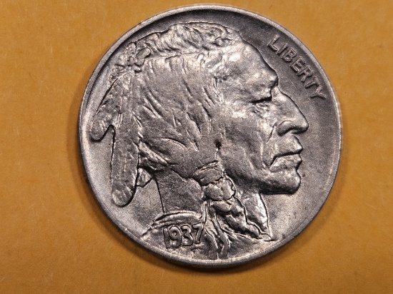 Choice Brilliant Uncirculated 1937 Buffalo Nickel