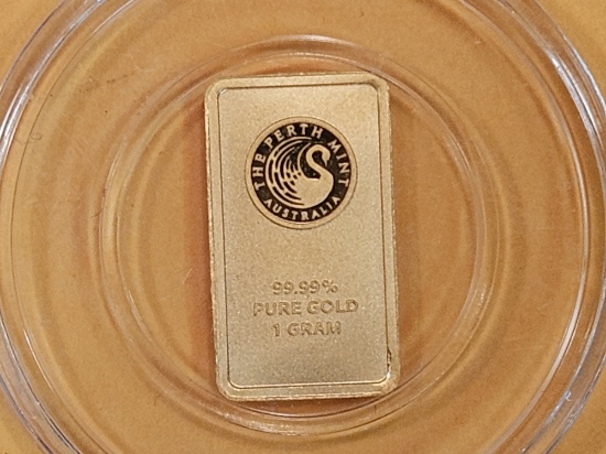 GOLD! Perth Mint .9999 fine one gram gold bar