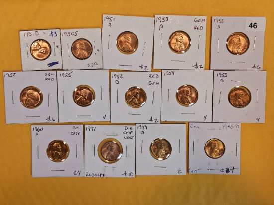 Fourteen Choice (or better) Brilliant Uncirculated Cents