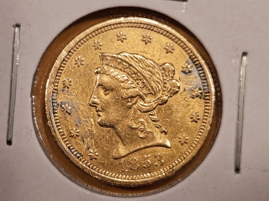 GOLD! Better Date 1853 Liberty Head Gold $2.5 Quarter Eagle