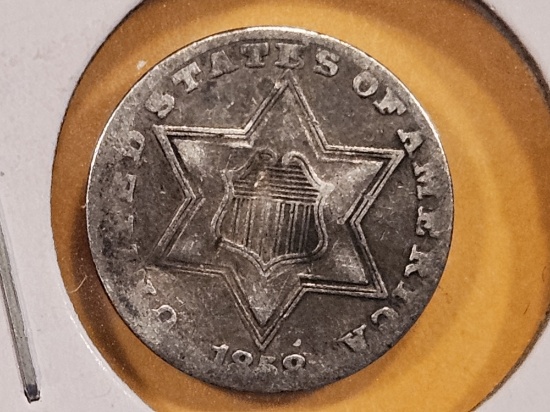 1858 Three Cent Silver Trime