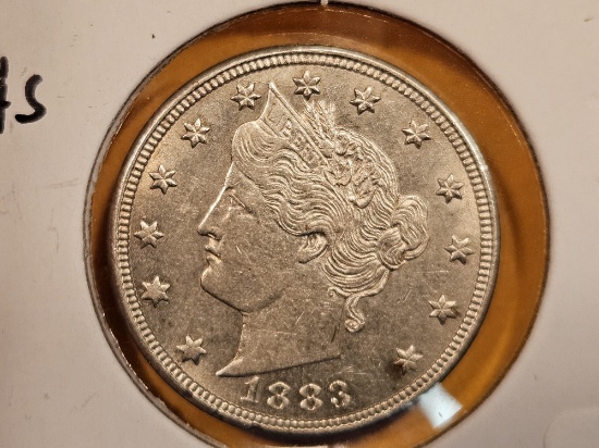 Choice Brilliant Uncirculated 1883 W/O Cents Liberty "V" Nickel