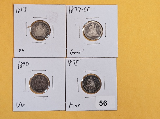 Four Seated Liberty Dimes