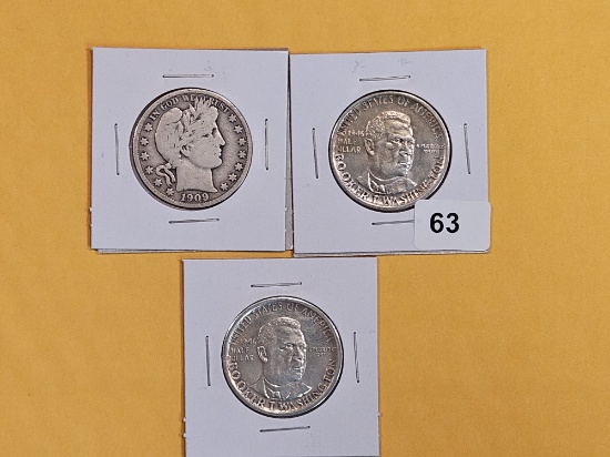 Three mixed silver Half Dollars