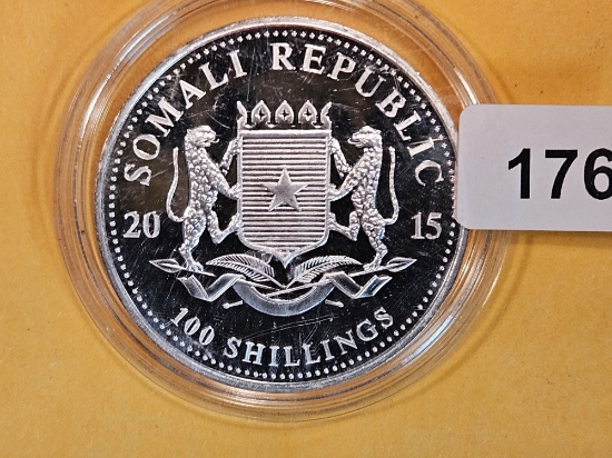 GEM 2015 Somali Republic Silver Proof Deep Cameo 100 Shillings
