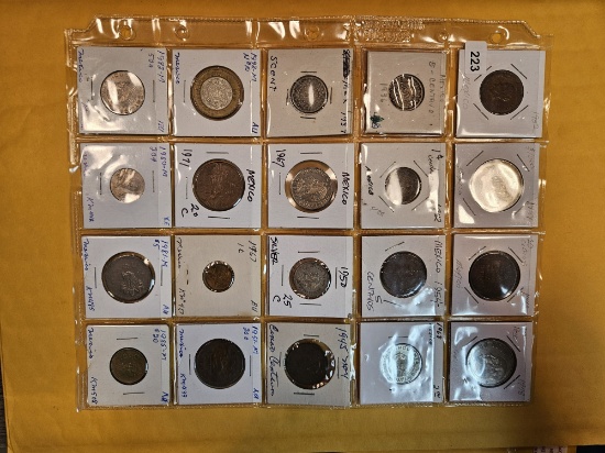 A sheet of Mexican coins